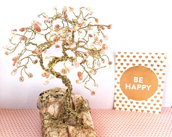 Sunstone Gem Tree, Gold Wire Tree, Gemstone Tree Sculpture, Tree Art, Wire Trees