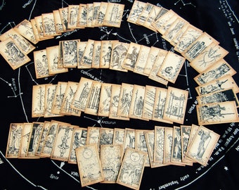SMALL size Antiqued Pocket Tarot Card Deck- Complete 78-Card Set