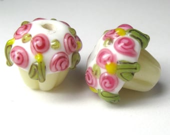 SALE - Lampwork Cupcake Beads - Qty 6