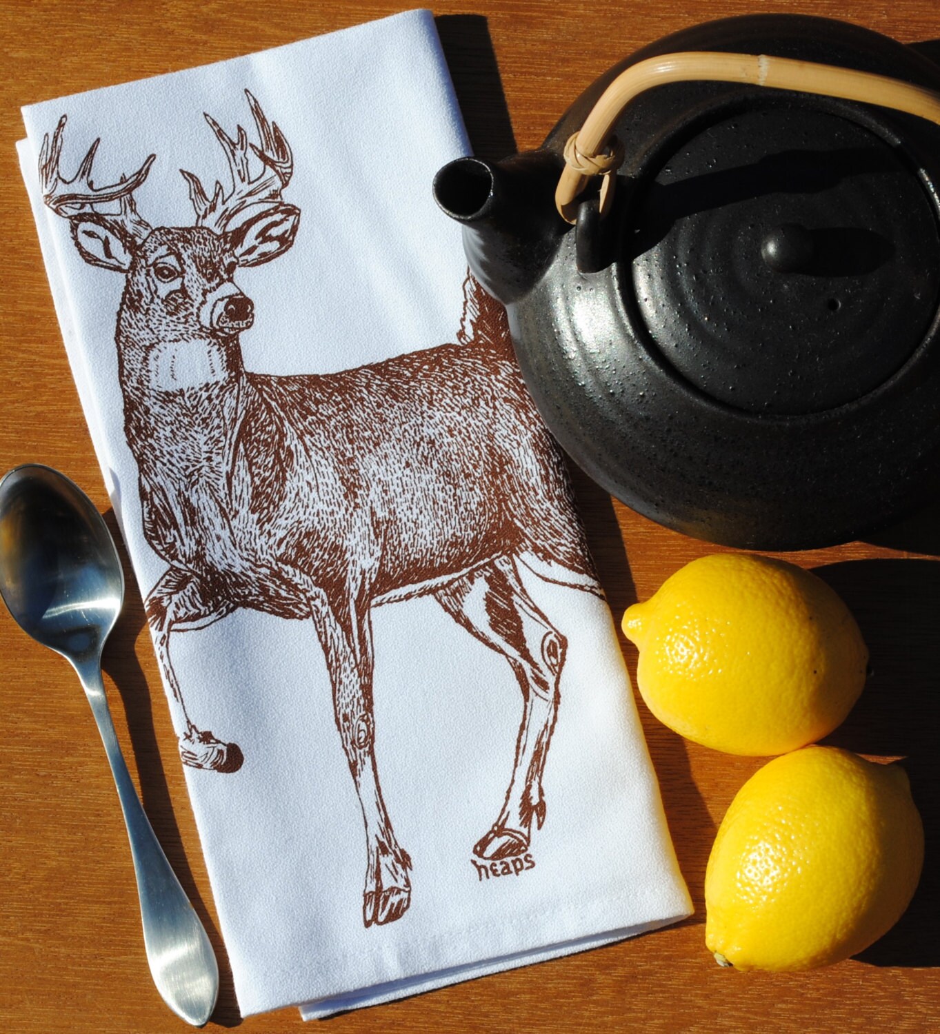 Set of 4 Dinner Napkins Screen Printed Cotton Napkins