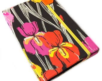 Kindle Paperwhite cover - Retro Iris - hardcover case for kindle paper white or Touch - ereader cover - pink and orange irises