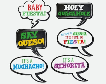 Fiesta Baby Shower Photo Booth Props, Printable Photobooth Props, Instand Download