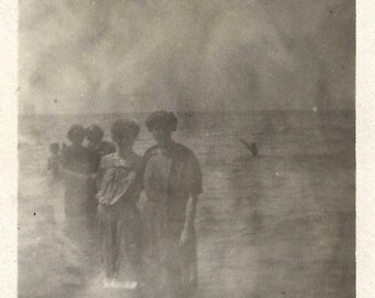 Vintage Photo "Ghostly Swimmers" Darkroom Exposure Mistake 1910's Women Swimming Costumes Found Vernacular Photo