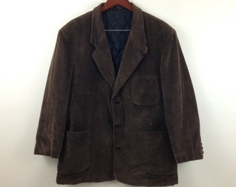 Vintage LL Bean Corduroy Blazer Thinsulate Quilt Lined 3 Button Oxford - Size Large - Made in USA