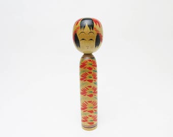 Vintage Kokeshi Doll.Togatta Traditional.by Yoshio Sakurai.Japanese FolkArt.181mm.#dk294.msjapan