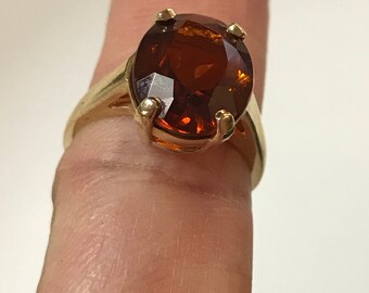 14K Yellow Gold with 5ct. Garnet Ring Size 4.75