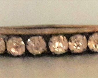 Vintage brass and rhinestone cresent moon pin brooch