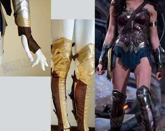 Wonder Woman Cosplay, Adult Women Leather Arm Protectors & Spats Costume Set