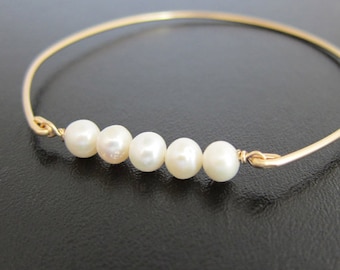 Cultured Freshwater Pearl Bracelet Wedding Bridesmaid Cultured Pearl Jewelry Cultured Pearl Bangle Bracelet for Women Cultured Pearl Braclet