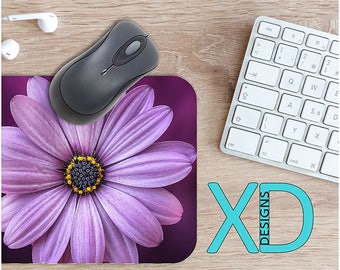 Purple Flower Mouse Pad, Purple Flower Mousepad, Floral Rectangle Mouse Pad, Purple, Floral Circle Mouse Pad, Purple Flower Mat, Computer