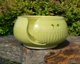 Gift For Knitter, Yarn Bowl, Ceramic Yarn Bowl, Knitting Bowl, Gift for Crocheter, Crochet Bowl, Knitting Accessories, Yellow Yarn Bowl