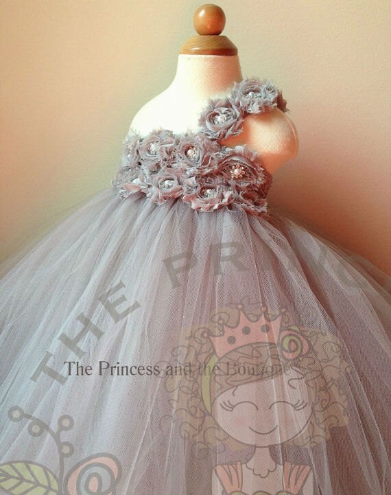 charcoal flower girl dress