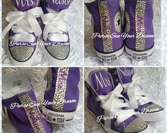 Personalized Custom Bridal Swarovski Crystal Wedding Converse - Swarovski Crystal Wedding Shoes - Swarovski Converse Wedding Shoes