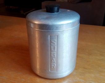 Vintage Italian Brushed Aluminum Sugar Canister