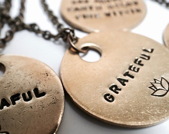 Pendant Necklace // Hand Stamped // Mantra Necklace