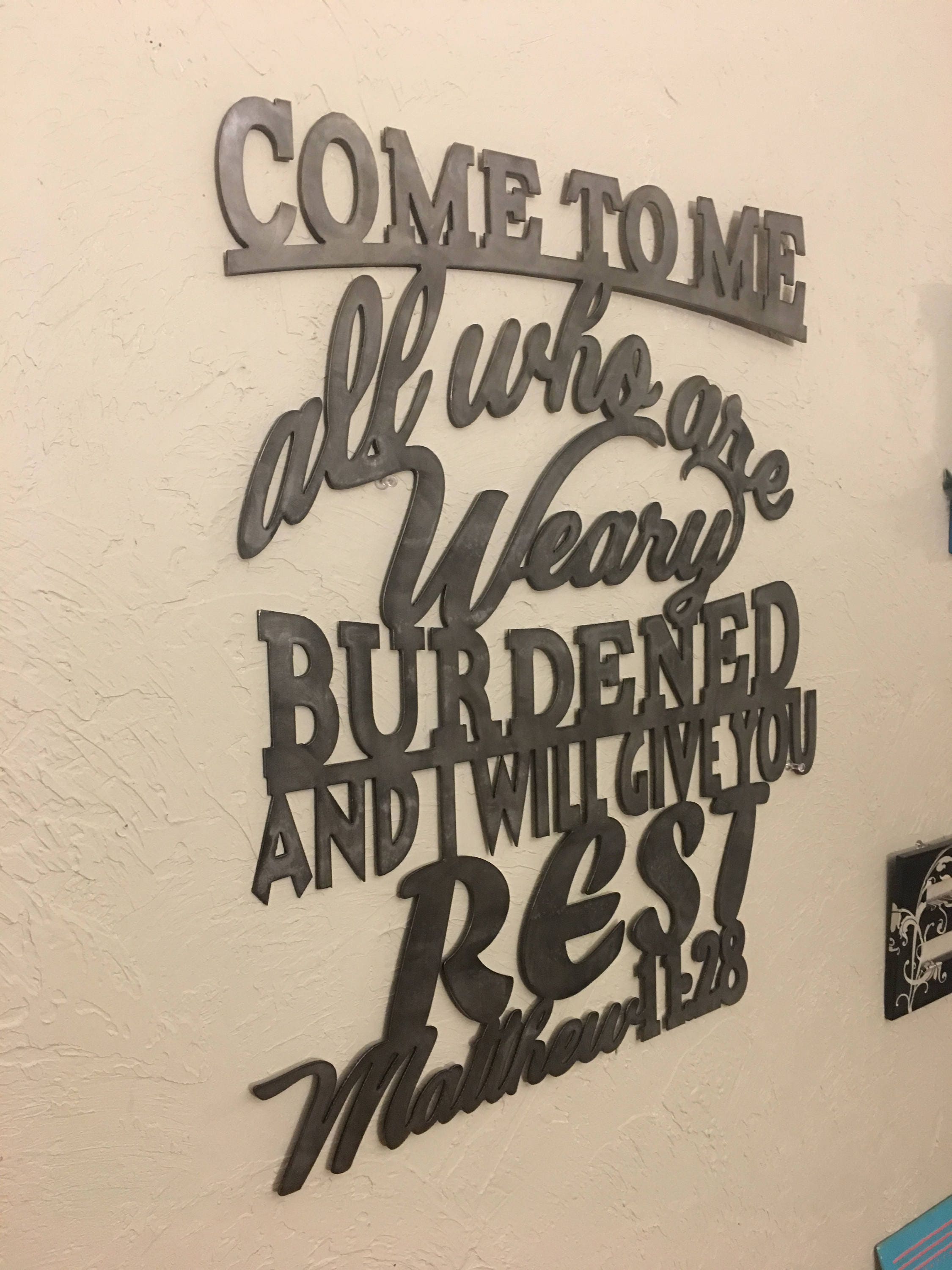 Metal scripture wall art Matthew 1128