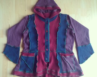 Upcycled Clothing/Sweater Jacket/Festival Clothing/Funky Clothing/Boho Clothing/Unique Clothing/Hippie Style/Knitwear/Wool/For Women/OOAK