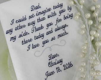 Wedding Handkerchief For Dad, Dad Handkerchief, Father of the Bride Wedding Gift, Gift for Dad, Wedding Hankerchief, Wedding, Hanky, Hankies