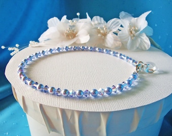 Something Blue Anklet Swarovski Crystal Wedding Jewelry Ankle Bracelet