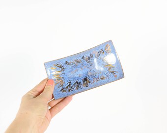 vintage light blue enamel ring dish