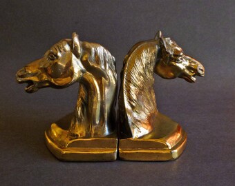 Cast Metal Horse Book Ends, Equestrian Home Decor