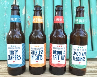First Time Dad Beer Bottle Labels, Gift for Daddy, First Time Dad, Gift for Him, Daddy Milestones, Gift from Baby, First Father's Day Gift