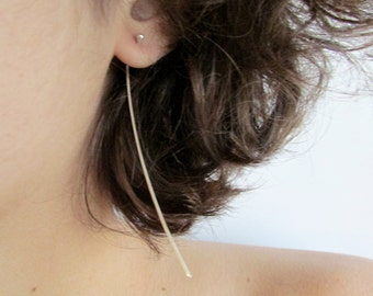 Modern Minimal Earrings - Sterling Silver - Long Earrings - Statement Earrings - Minimalist Jewelry