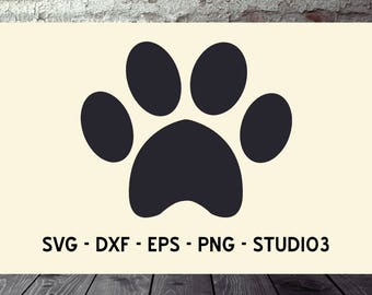 Paw Print SVG, Dog Print, Pet Paw Print, Clip Art, Silhouette Files, Cricut Cut, svg files, dxf files, eps files, png files, studio3 files