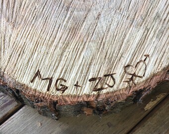 Wooden Disc Featuring Custom Wood Burned Initials