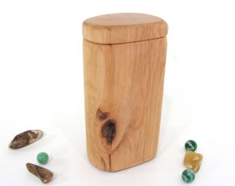 Chokecherry Driftwood Box, heartwood, wood urn, small cremation urn, wood jar, pet urn, driftwood art, office desk organizer, gratitude box
