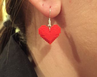 CUSTOM: 8 Bit Pixel Heart Earrings