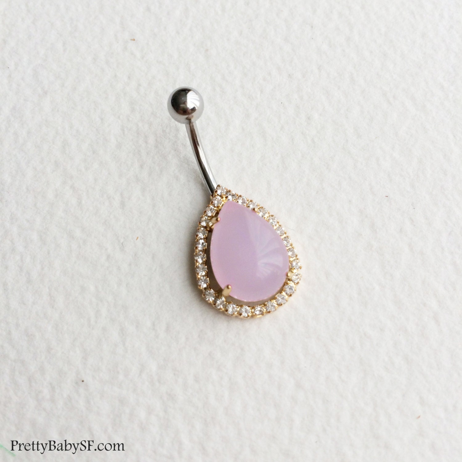Pink Belly button ring rose quartz gold belly ring crystal