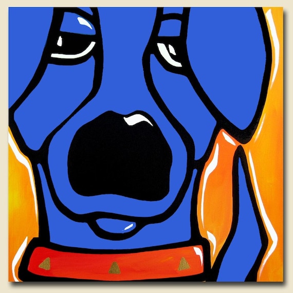 Dog Art Modern Abstract Original Pop Painting Blue Yellow Fidostudio Curious Ebay