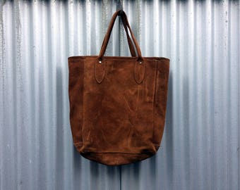 Soft To The Tote -- Vintage suede tote bag with handles
