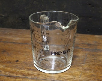 Vintage Glass 4 Cup Measuring Cup, Fire King Large Measuring Cup with Pour