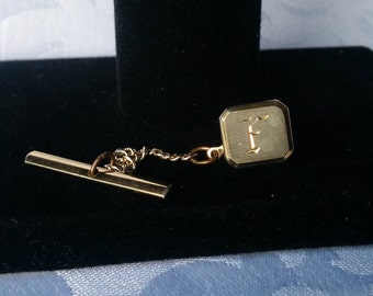 Pin à cravate monogramme, monogramme épingle à cravate, épingle à cravate or, or Tie Pin