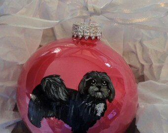 Havanese Dog Hand Painted Christmas Ornament - Can Be Personalized with Name