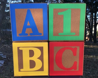 Sesame Street Birthday Party Centerpiece, Large ABC Blocks and Number Block, Elmo Birthday, 1st Birthday, Sesame Street Inspired Colors