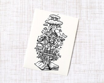 Book imagination Decal, Tumbler Decal, Printed Decal, Open Book, Book art, Gifts for Book Lovers, Imagination Decal, Creativity, reading