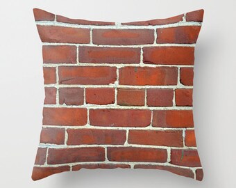 Photo Pillow Cover Decorative Brick Wall Pillow Rustic Pillow Urban Pillow