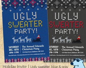Ugly Sweater / Christmas Party Invitation / Digital Printable Invitation / Custom / 1 Sided