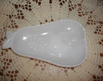 Milk Glass Pear Shape Dish