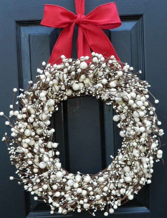 Christmas Berry Wreath Cream Berry Wreath Door Wreath