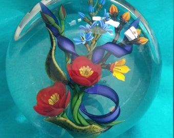 Buzzini "One of One" Stunningly Clear Colorful Vivid Paperweight