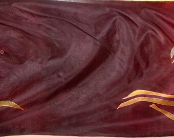 Silk scarf 150x45 cm. Flores. Ponge 6.