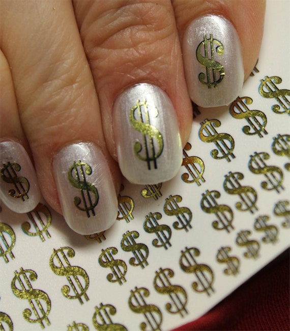 38 Gold DOLLAR Signs Nail Art DSG Poker CASINO Money Bling - 38 Gold DOLLAR Signs Nail Art DSG Poker CASINO Money Bling