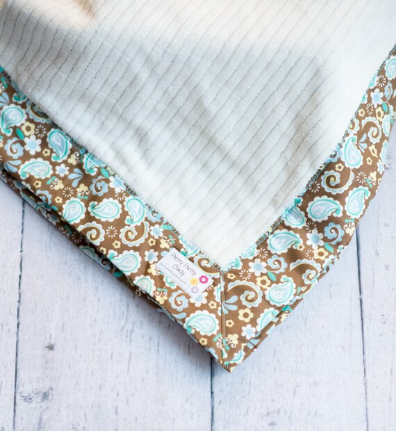 Brown Paisley Cream Fleece Cotton Baby Blanket