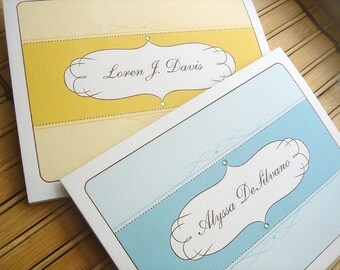Oval Flourish Folded Note Cards - Set of 12