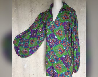 Vintage 1960s Psychadelic Mini Dress Carnaby Street