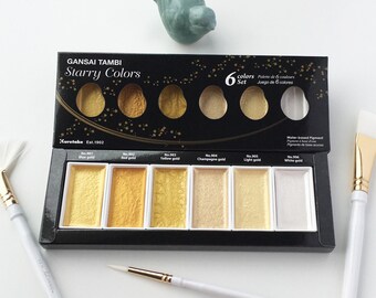 Kuretake Gansai Tambi Starry Water Colors - 6 Metallic Color Set
